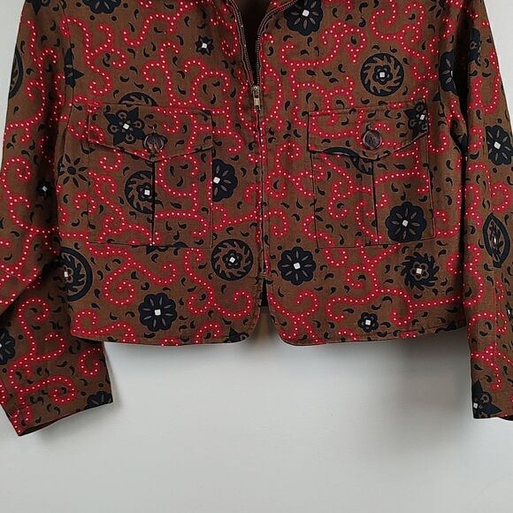 Classiques For Nordstrom Zip Front Cropped Linen Jacket Size Small - Picture 8 of 13